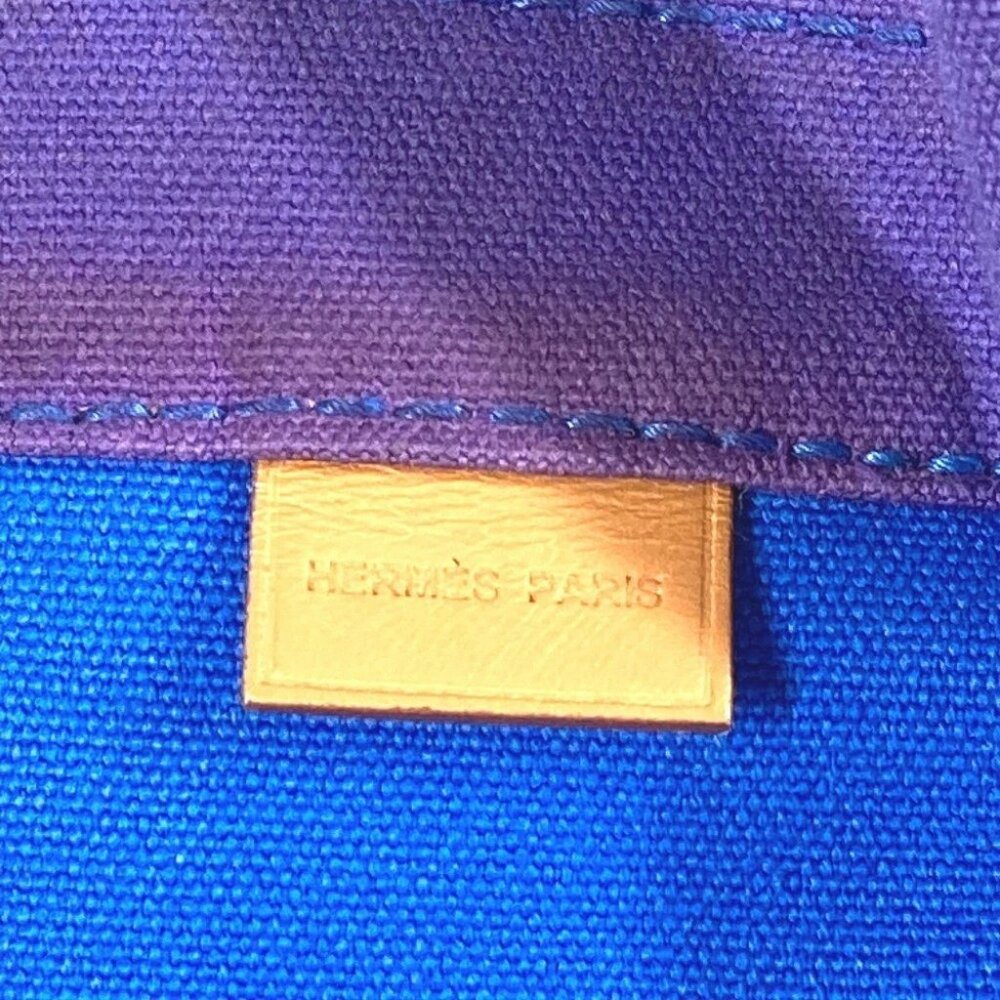 HERMES With porch Sac Baga GM Tote Bag Hand Bag Canvas blue - Picture 14 of 16